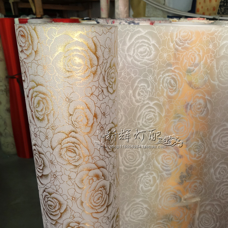 New product imitation parchment PVC matte translucent fitting gauze golden rose flower ceiling lampshade light-transmitting material