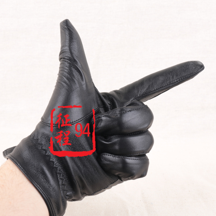 Single Leather Gloves Men's Sheep Leather Black Business Casual Single Leather Spring Autumn Moto Ride-Taobao