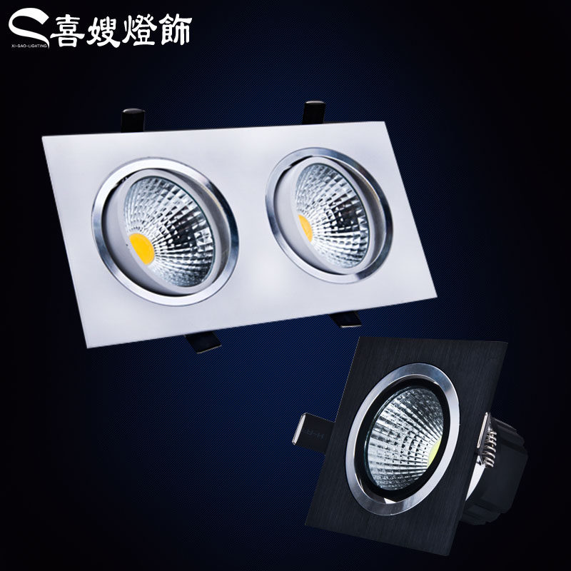 LED downlight double-headed daring lamp shopping mall home decoration suspended ceiling hole lamp 6 watts 10 watts double-headed COB spotlight rectangle