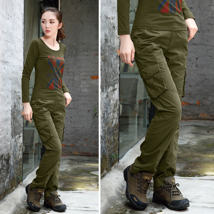 Green equipment outdoor military fan clothing tactical training tooling multi-pocket trousers military fan pants women's casual trousers WK3502