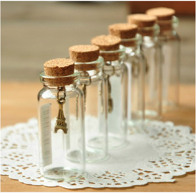 Glass bottle Control bottle Mini bottle Small necklace bottle Wooden stopper wishing bottle DIY creative small gift