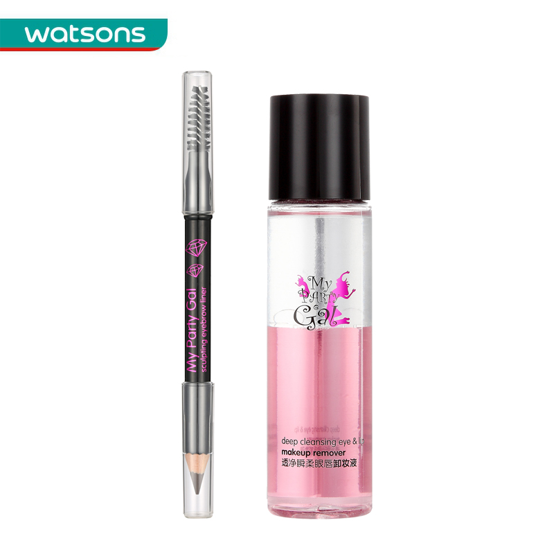 【屈臣氏】组合 MYPARTYGAL眼唇卸妆液100ml+眉笔0.9ml