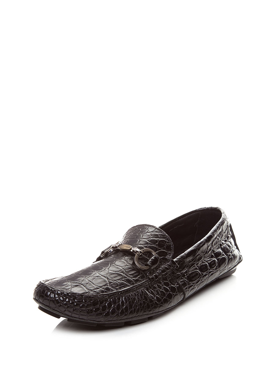 Dolce&Gabbana 深咖色鳄鱼纹金属饰乐福鞋