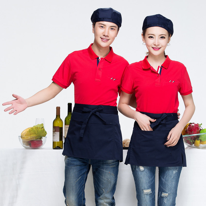 Hotel Catering Attendant Summer Clothing Dining Room Sweet Pint Cafe Supermarket T-shirt Fast Food Restaurant Working Suit T-shirt Short Sleeve