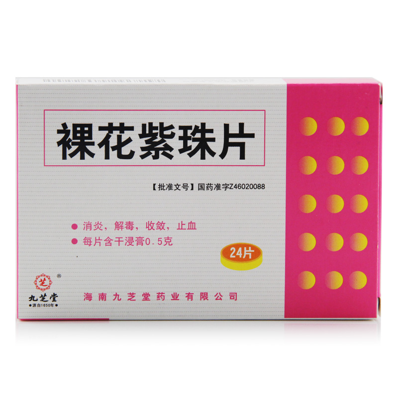 九芝堂 裸花紫珠片 0.5g*24片/盒