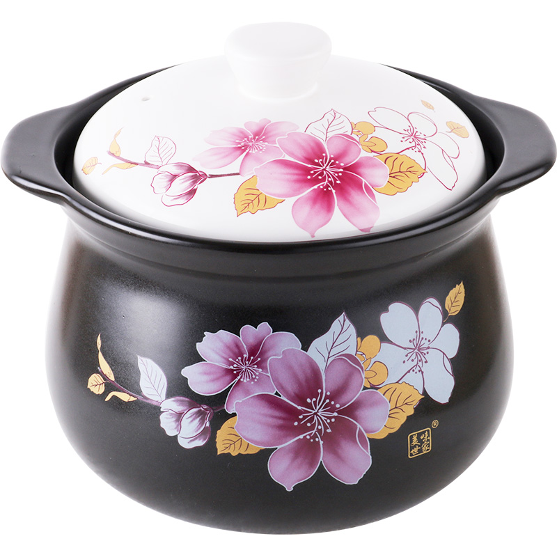 4-liter two-piece black crystal stove soup hot pot saucepan exclusive pot ceramic saucepan casserole pan cooking and porridge pot boiling soup pot