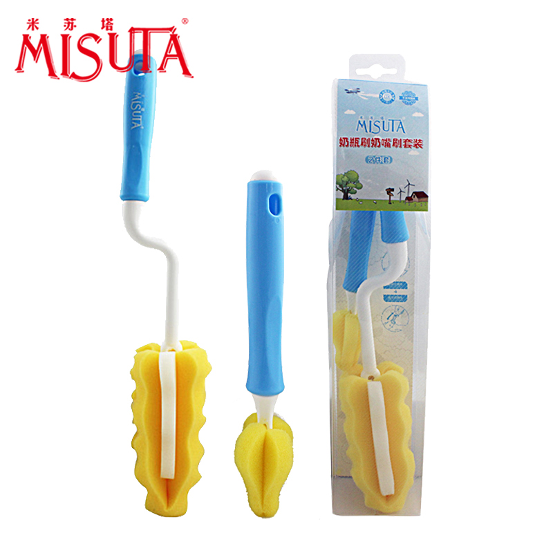米苏塔海绵奶瓶刷 360°旋转婴儿奶瓶奶嘴刷宝宝奶瓶清洁刷子包邮