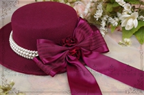 Original * Autumn Whisper * Classical Elegant Lolita Pearl Bow Hat-~