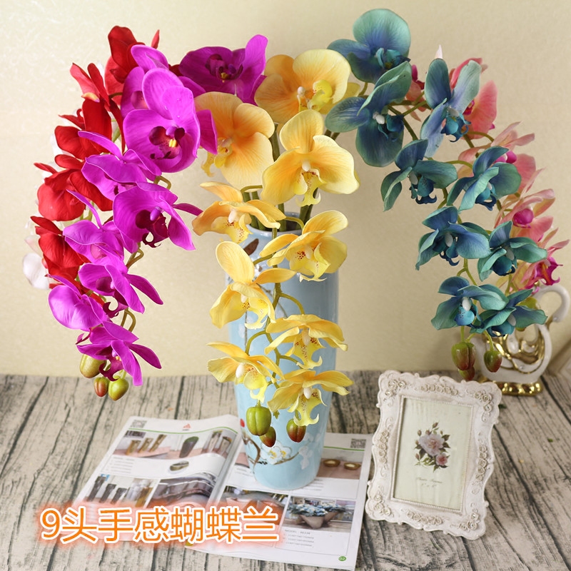 New PU feel emulated butterfly Lanflower Single branch placed in the home bedroom Fake Flowers Outdoor indoor 5 branches