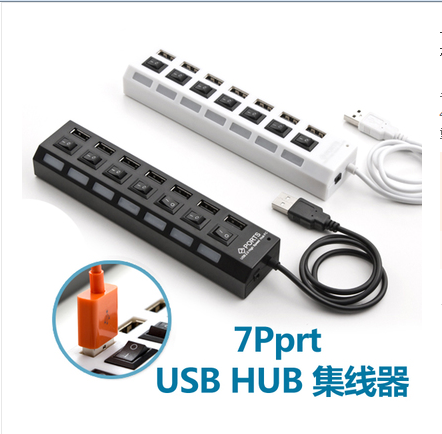 Manufacturer Direct sales Seven-mouth HUB Extension Line 2 0 USB 10% Seven hub with independent switch LED light indication