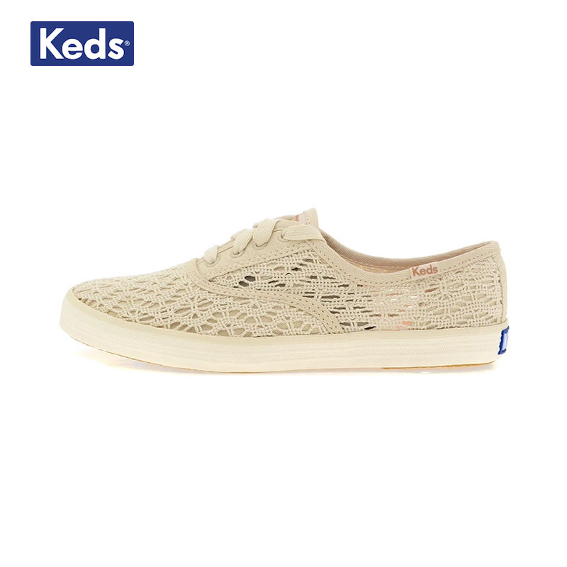 Keds韩国正品直邮WF52700 CROCHET女款镂空编织系带休闲鞋帆布鞋