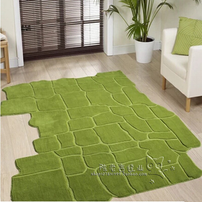 Pastoral green irregular shape carpet living room tea table sofa bedroom bedside handmade acrylic carpet customization