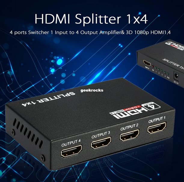 HDMI 1 1 out HDMI 4 out HDMI amplifier Distributor Splitter Supports 3D 1080P