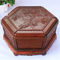 Big red sour branches carved single plate fruit plate tooed Dalbergia activity candy box wooden wedding gift mahogany dried fruit plate