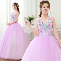 New color wedding dress art test puffy skirt stage solo performance costume student host dress long female