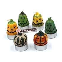 A box of 6 creative small pumpkin candles Festive atmosphere Party small candles Halloween decorative Pumpkin candles