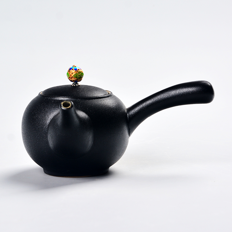 Black pottery ceramic teapot kung fu tea teapot coarse filter side to prevent hot Black zen TaoPuEr single pot of tea