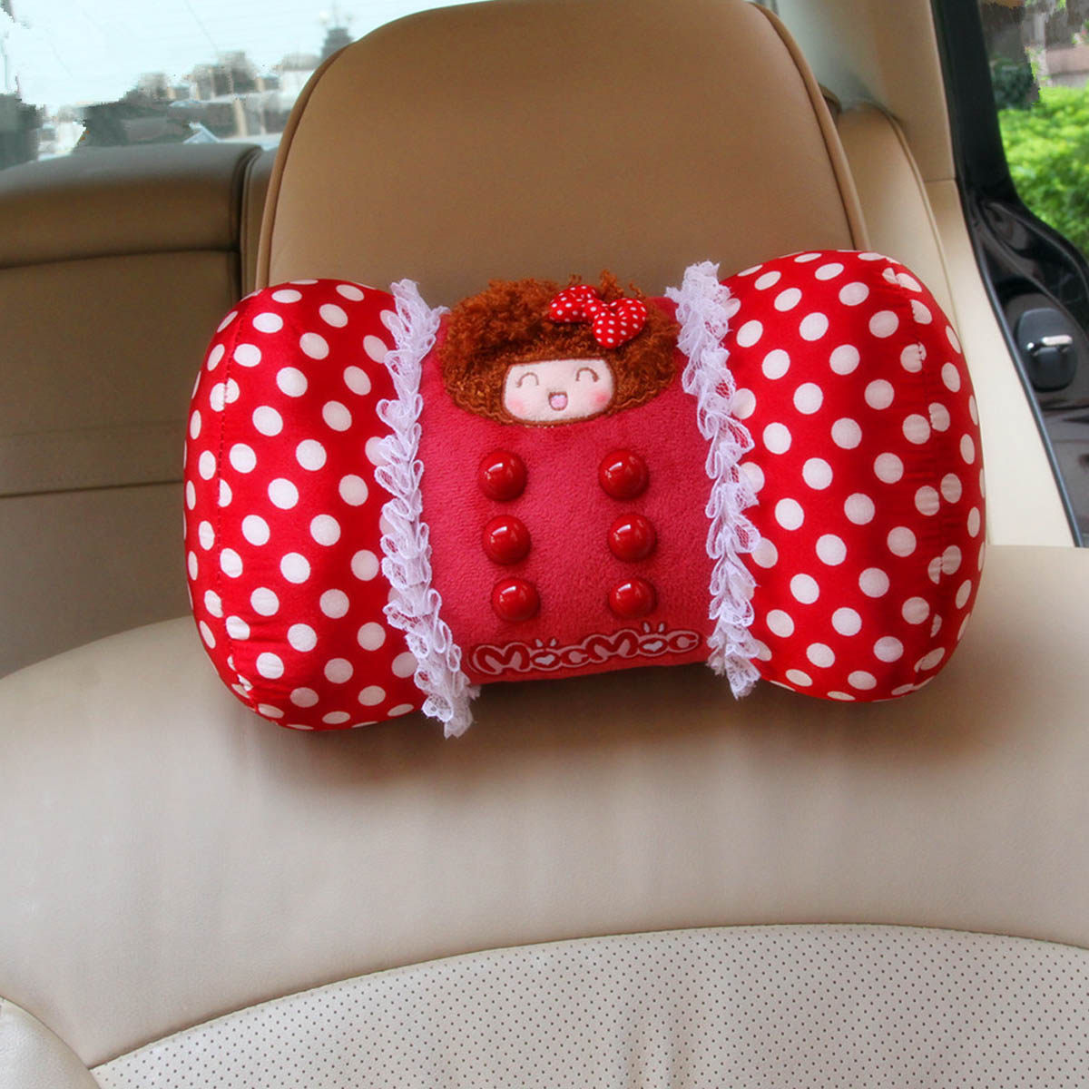 摩丝娃娃 汽车用记忆棉护颈枕 卡通可爱车枕头靠 创意靠枕 一对装