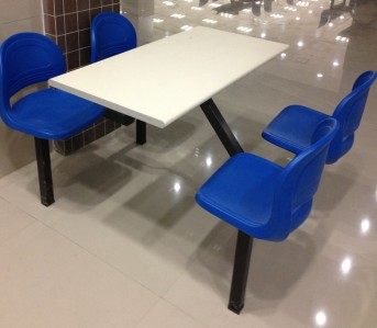 Canteen family of four places with fast food and chairs combined rectangular table hollow plastic table and chairs Student canteen table