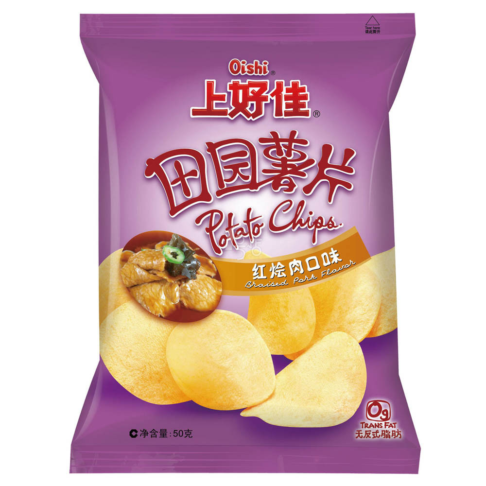 上好佳 田园薯片(红烩肉口味)50g/袋  新老包装随机发货