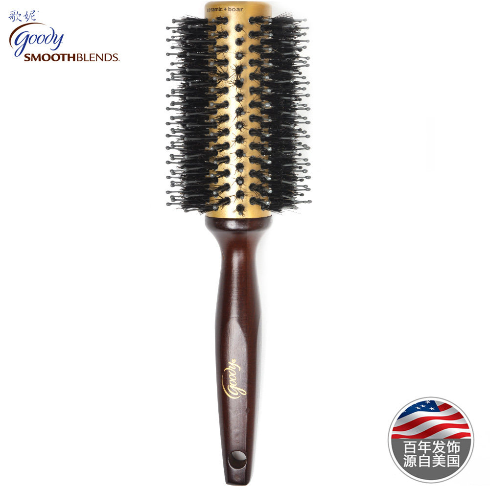 Goody/歌妮进口美国发梳 圆卷猪鬃毛卷发梳 梨花头 中号木梳子