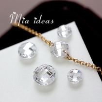 New round bottom white round zircon single hole double hole earring necklace DIY accessories