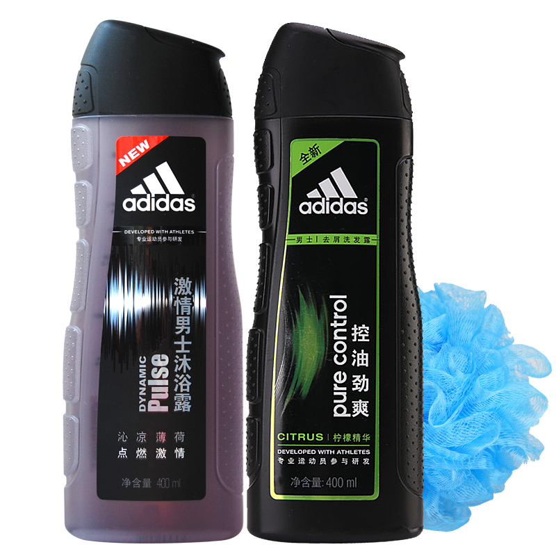 阿迪达斯激情沐浴露400ml+控油洗发水400ml 男套装
