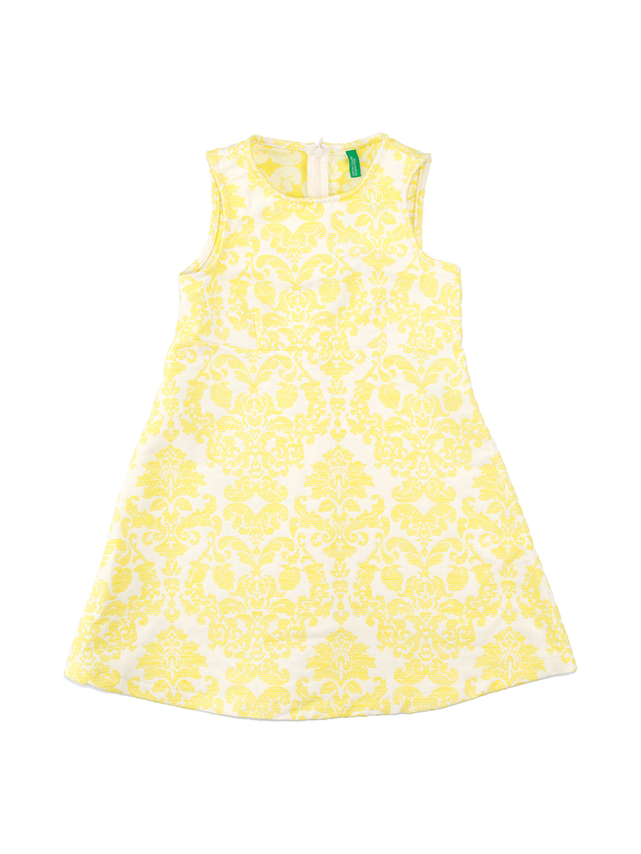 Benetton/贝纳通 嫩黄色印花圆领女童无袖连衣裙
