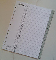 A4 11-hole 20-page PP paging paper index paper ruled paper slip paper 1-20 sorting paper index paper