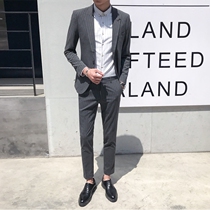 Summer suit men Korean version of self-cultivation British style mens casual business dress youth stripe suit suit suit mens tide