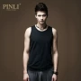PINLI sản phẩm thời trang hè quần áo nam Slim màu tròn cổ mồ hôi vest nam chạm đáy áo thủy triều M017 ao thể thao