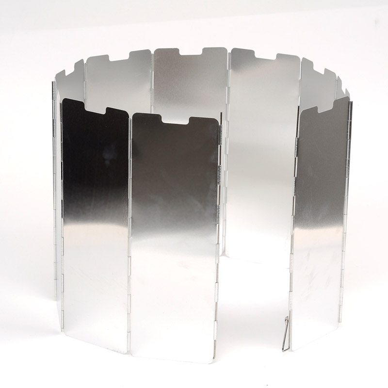 Outdoor cooking stove wind shield Portable aluminum alloy cassette stove cookware 10 pieces wind shield with latch
