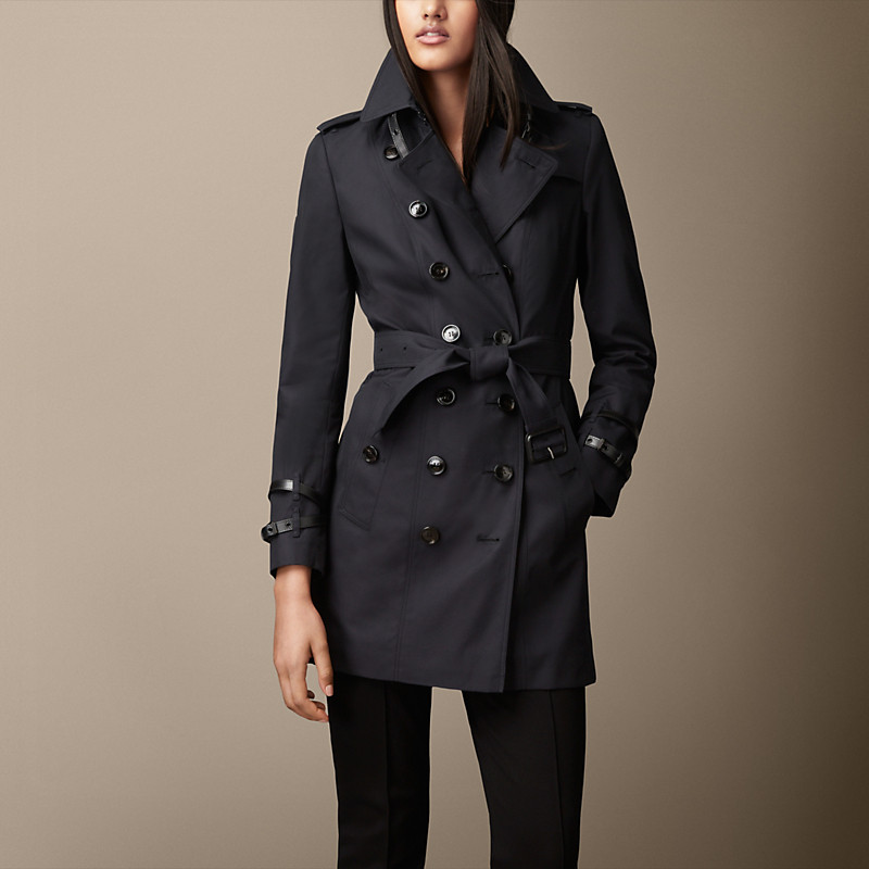 BURBERRY/博柏利皮革装饰嘎巴甸Trench风衣 39515721