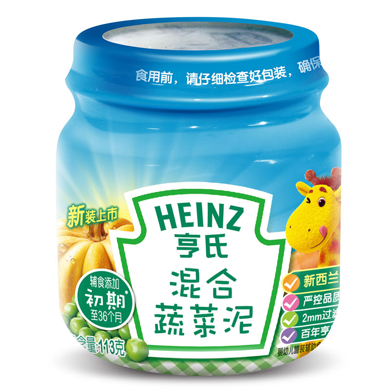 乐友孕婴童亨氏果泥婴儿食品宝宝辅食果蔬泥混合蔬菜113g婴儿辅食