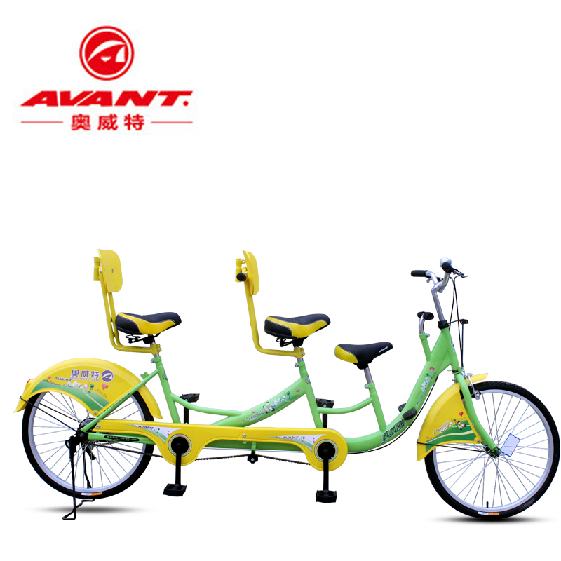 Aowit 24 inch brake double bicycle parent-child couple with children car three people ride two family car