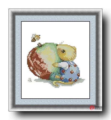 Precision printing French DMC cross stitch kit * Mouse with apple (DW0503)