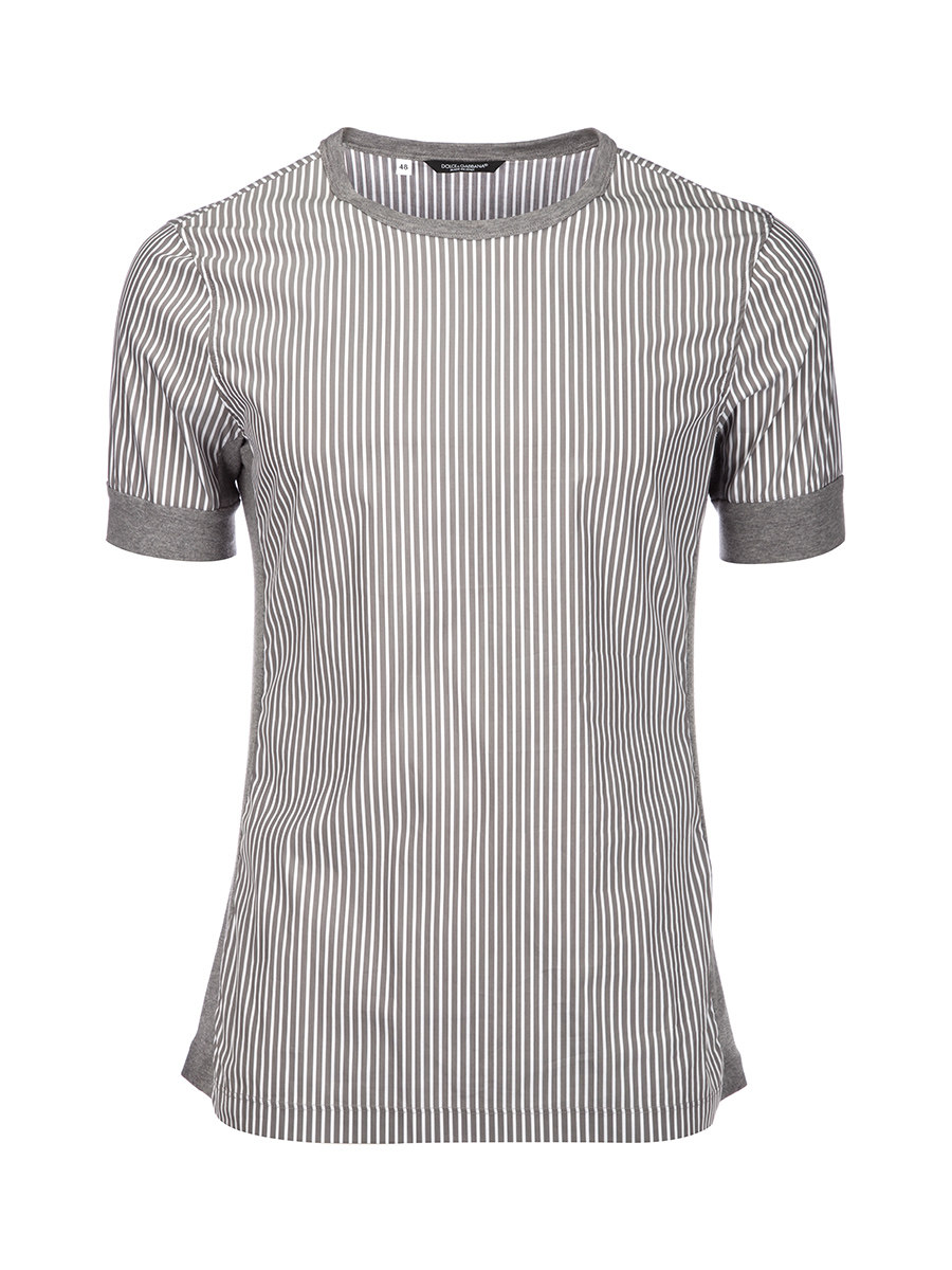 Dolce&Gabbana 灰白拼色条纹拼接上衣