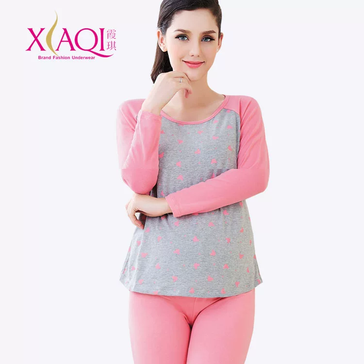 Dịch vụ tại nhà Xia Qi Vân Hương Dịch vụ tại nhà cho phụ nữ mang thai quần áo mùa thu và quần phù hợp với đồ ngủ cho con bú và cho con bú áo len cotton mở dọc - Giải trí mặc / Mum mặc