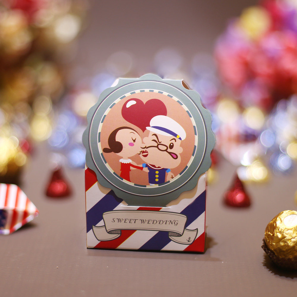 Online Red Festive Sugar Box Wedding wins Eins L' Ossens Custom Cartoon Creativity Wedding Wedding Wedding Candy Box Gift Box box