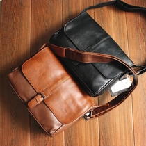Three-box mens bag crossbody bag Retro shoulder bag Business casual cross section original buckle mens messenger bag