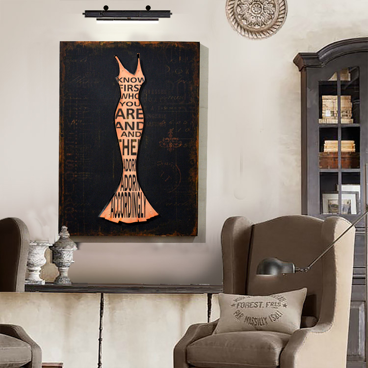 French country old English letters embossed three-dimensional girl wood painting retro frameless painting decorative painting mural