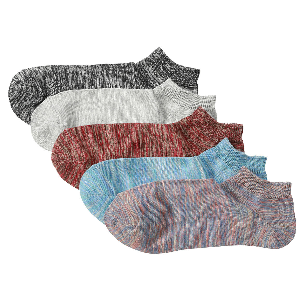 无印良品MUJI 男式 残线5双装运动船袜