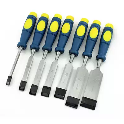 European woodworking chisel TPR semi-piercing handle can knock woodworking tools flat chisel wood chisel slotted flat chisel