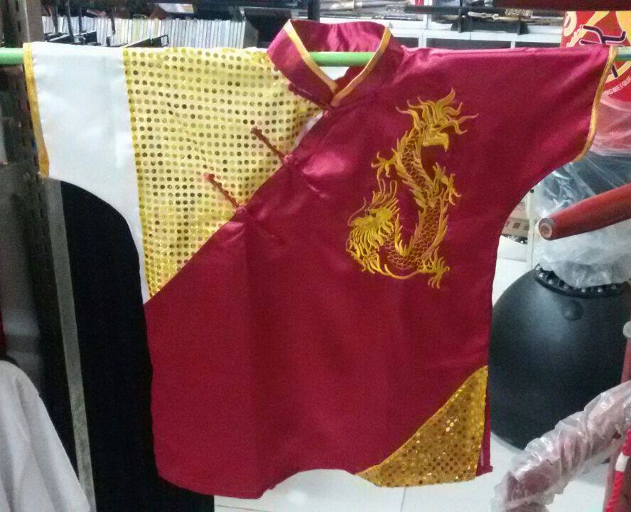 Gold sequined children's long boxing suit Embroidered dragon martial arts clothing Long boxing suit Tai Chi suit Kung Fu suit