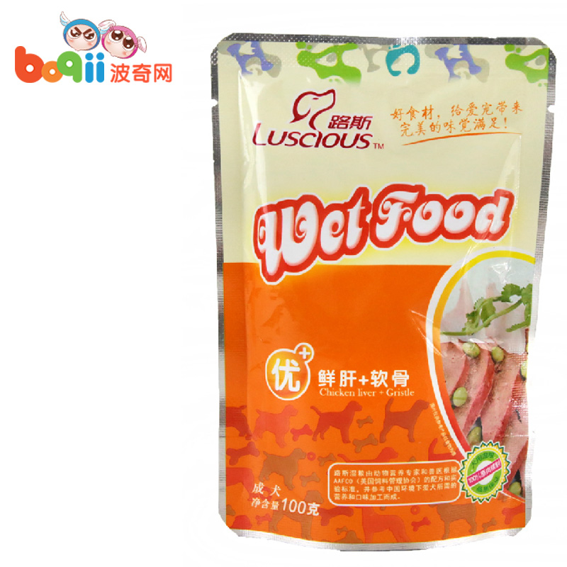波奇网 宠物狗零食路斯优+鲜肝+软骨泰迪成犬狗零食100g鲜封包