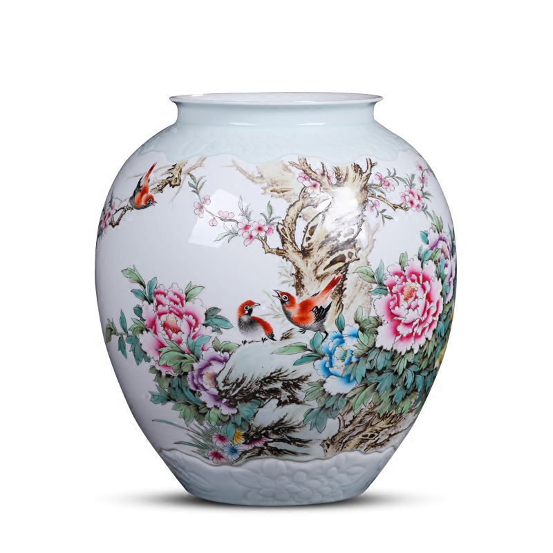 Jingdezhen ceramics vase famous hand - made flowers peony vases, flower implement the sitting room is the study of new Chinese style furnishing articles
