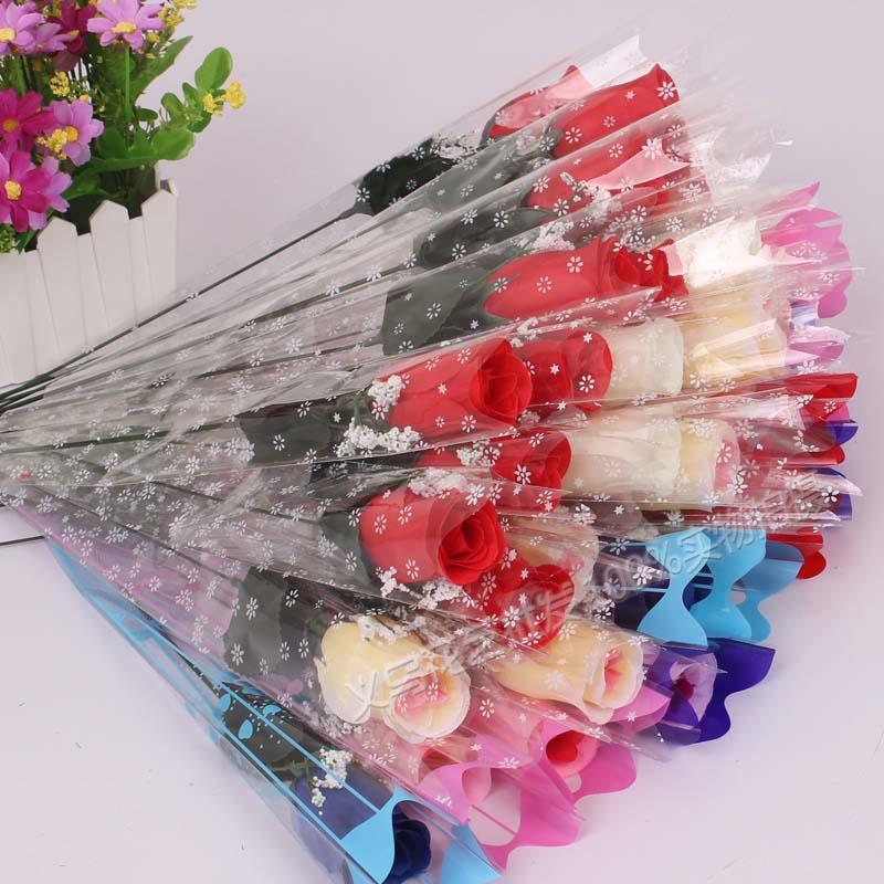  Simulation flower single rose Fake flower Valentine's Day Tanabata single rose decoration multi-color manufacturers