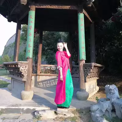 Cloud decoration totem original design women's top plain satin dark flower wild irregular front short back long robe