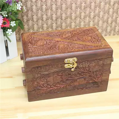 Pakistani handicrafts walnut three-dimensional relief three-layer retro palace jewelry jewelry jewelry box MD596