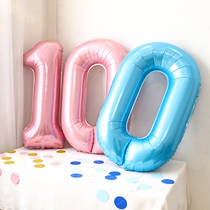 Large digital aluminum balloon balloon childrens birthday party decoration baby 100-day balloon
